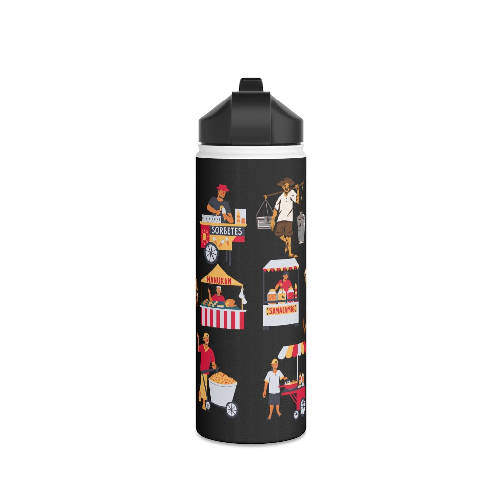 Philippines Street Food Theme Stainless Steel Water Bottle, Standard Lid