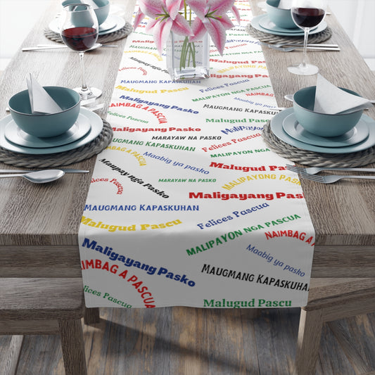 Philippines Filipino Christmas Greetings in different dialects themed Table Runner (Cotton, Poly)