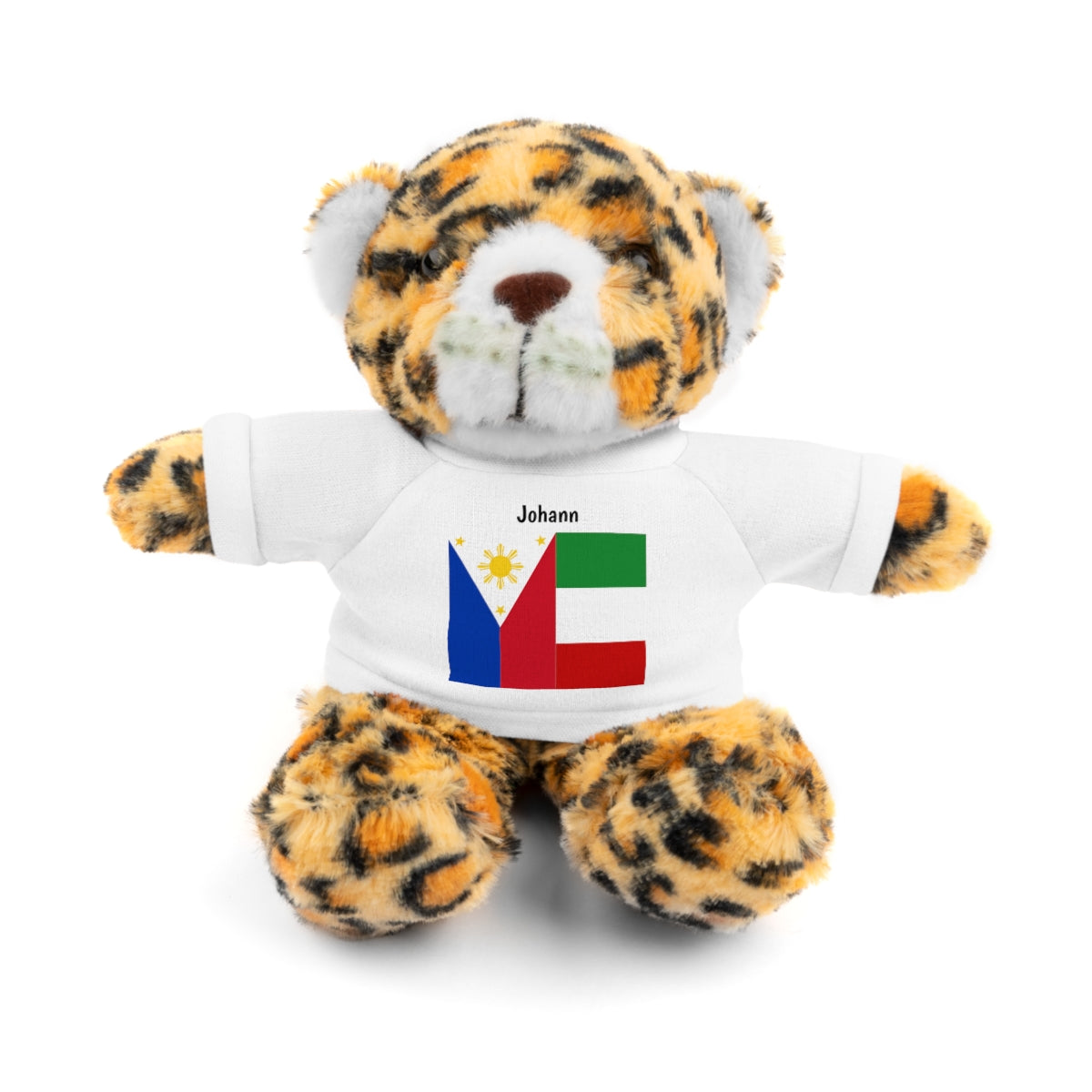 Personalized Filipino Stuffed Animal Toy  with Tee | Philippines & Italy Flag  | Gift for kids and adults | Holiday Gift idea