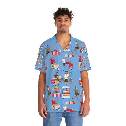 Philippines Street Foods  Theme Men's Hawaiian Shirt | Filipino Pinoy Shirt| Fathers Day Hawaiian Polo Shirt | Fathers Day Gift