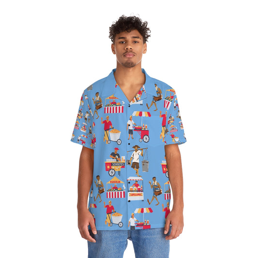 Philippines Street Foods  Theme Men's Hawaiian Shirt | Filipino Pinoy Shirt| Fathers Day Hawaiian Polo Shirt | Fathers Day Gift