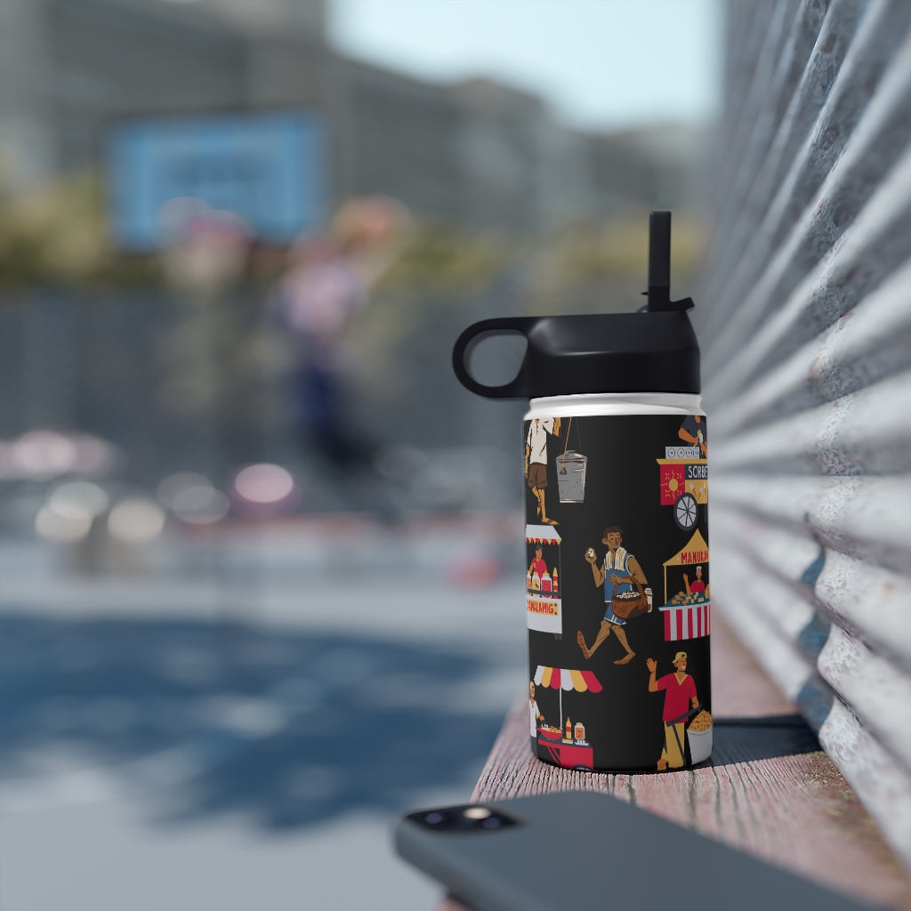 Philippines Street Food Theme Stainless Steel Water Bottle, Standard Lid