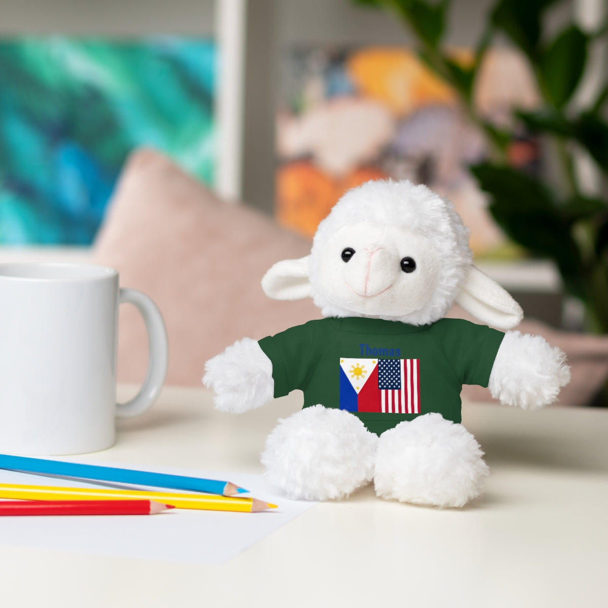 Personalized Filipino Stuffed Animal Toy  with Tee | Philippines and USA Flag | Gift for kids and adults | Holiday Gifting