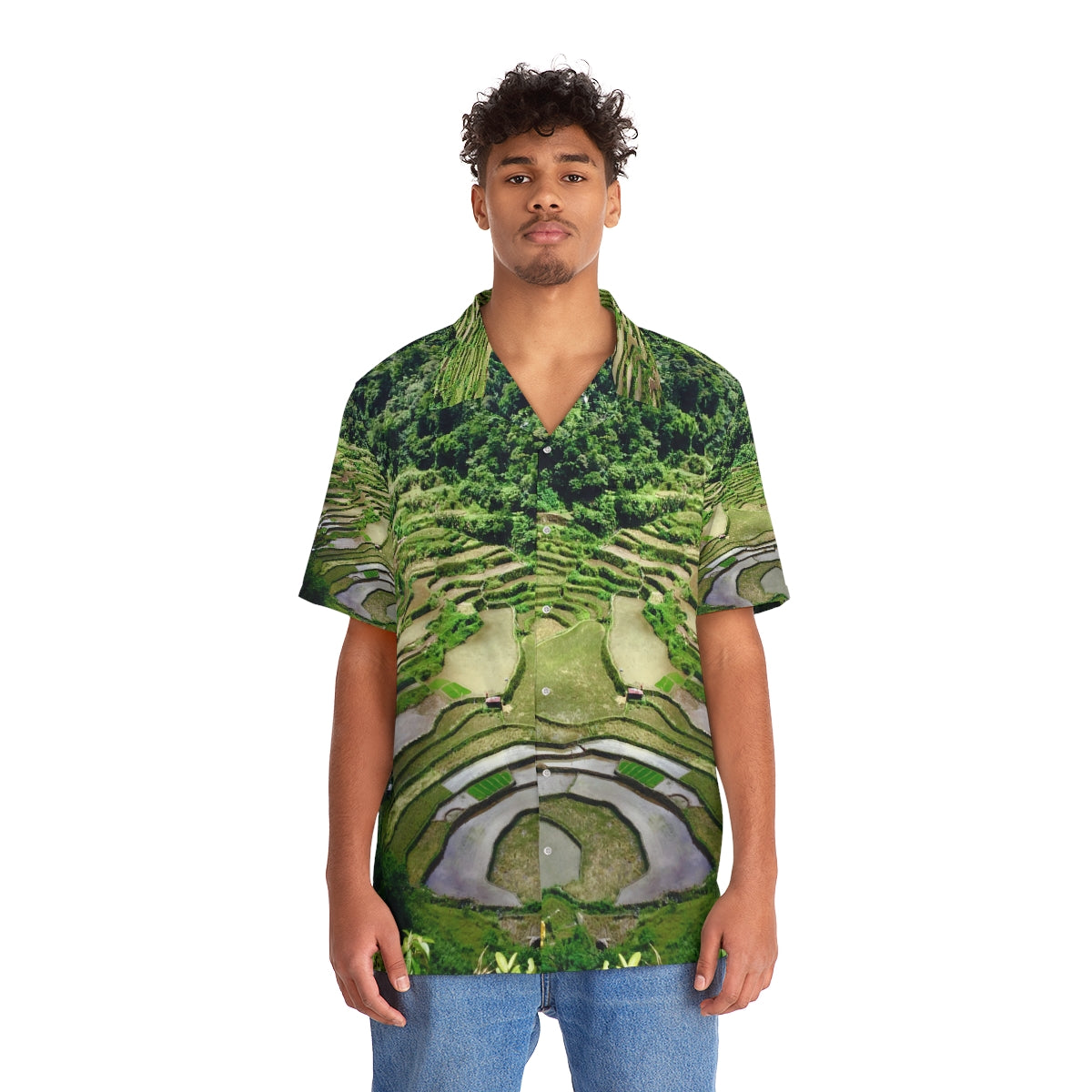 Philippines Ifugao Rice Terraces Theme Men's Hawaiian Shirt | Filipino Pinoy Shirt| Fathers Day Hawaiian Polo Shirt | Fathers Day Gift