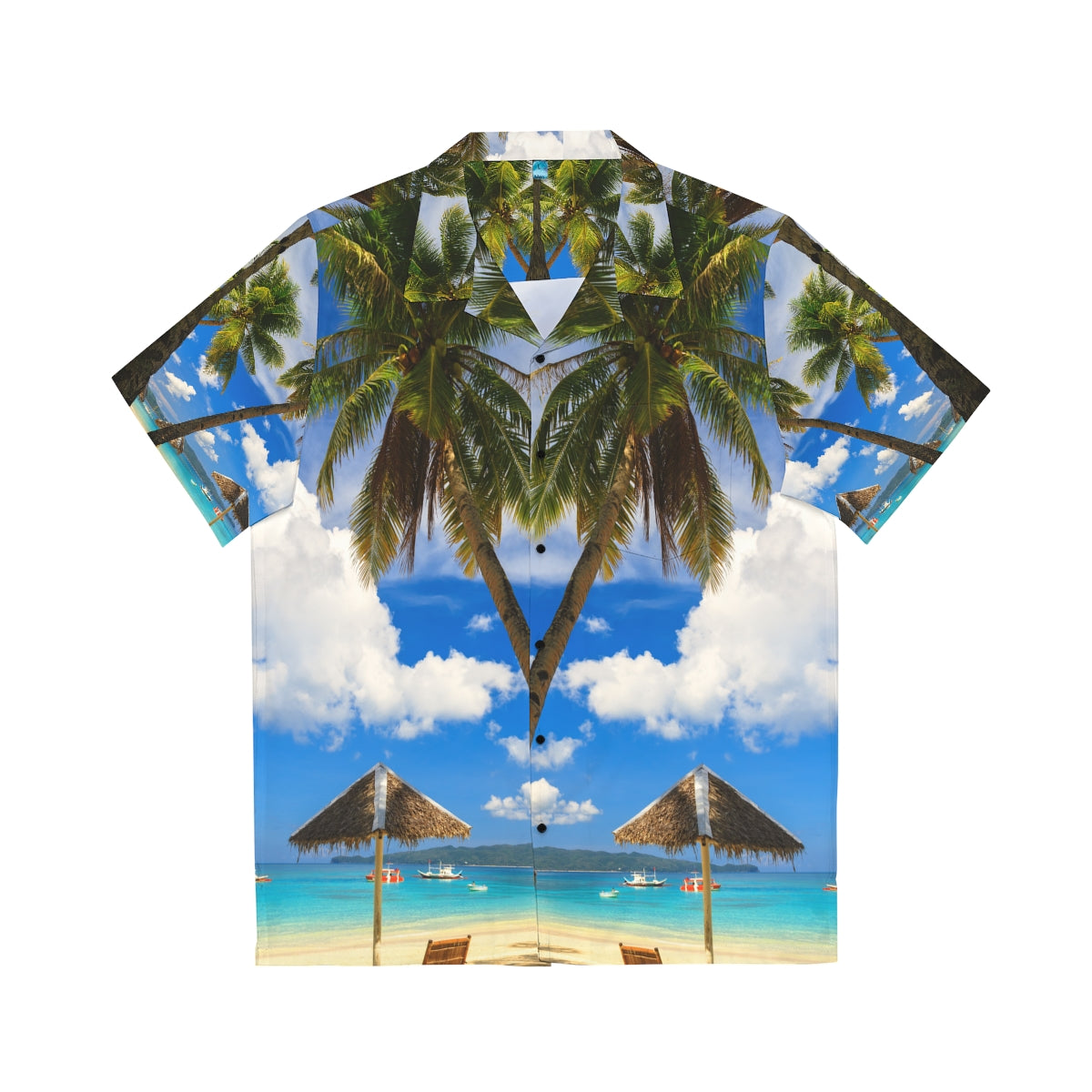 Philippines Boracay Theme Men's Hawaiian Shirt | Filipino Pinoy Shirt| Fathers Day Hawaiian Polo Shirt | Fathers Day Gift