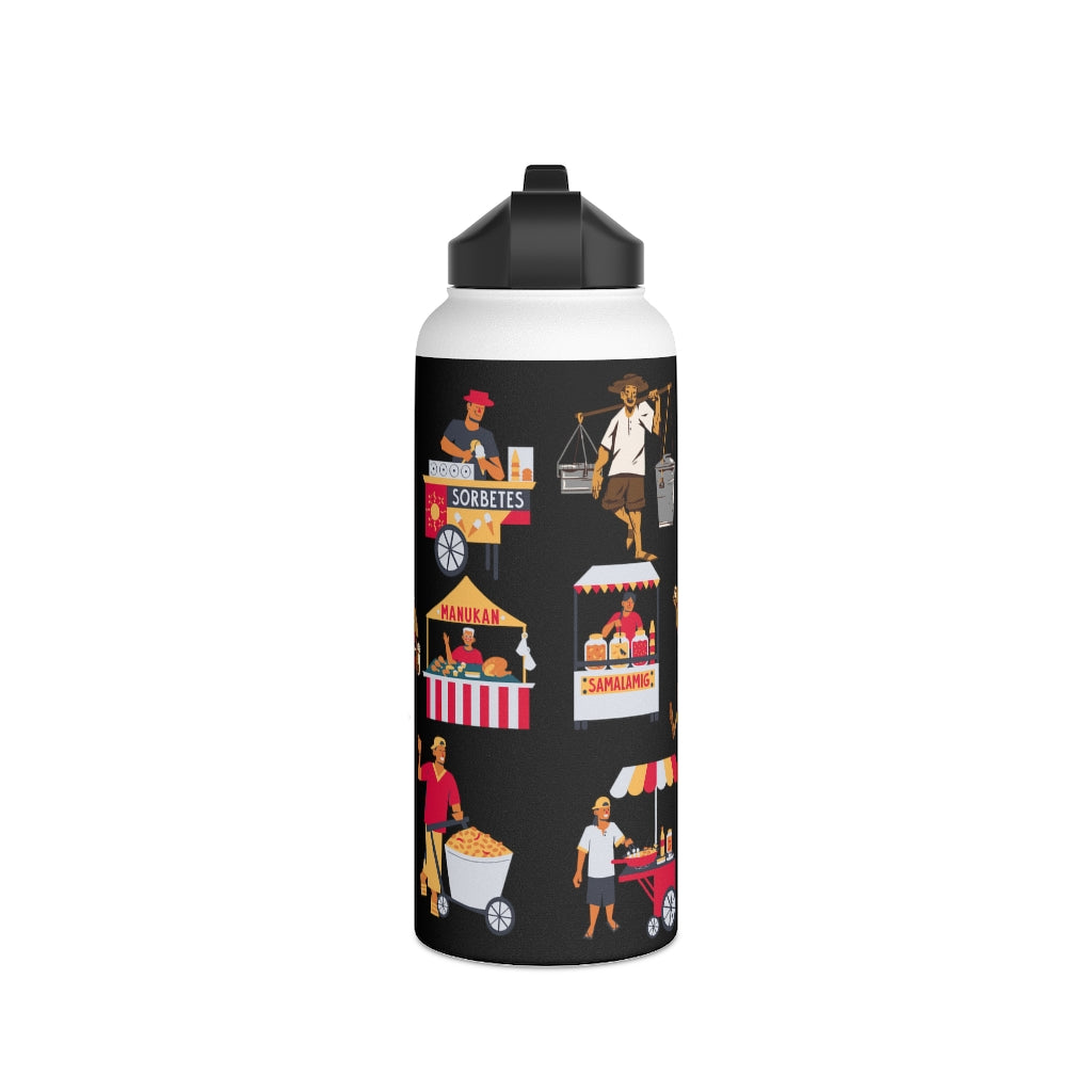 Philippines Street Food Theme Stainless Steel Water Bottle, Standard Lid