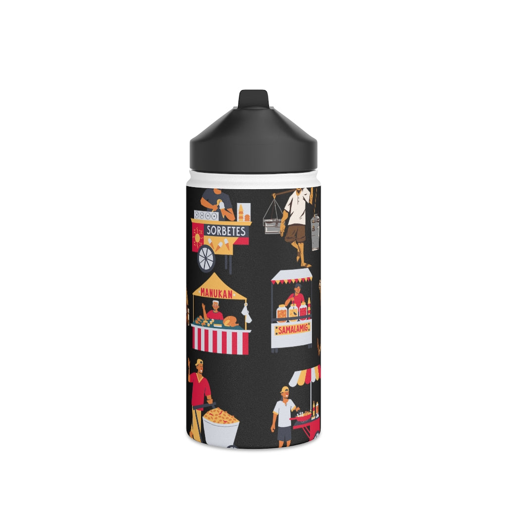 Philippines Street Food Theme Stainless Steel Water Bottle, Standard Lid