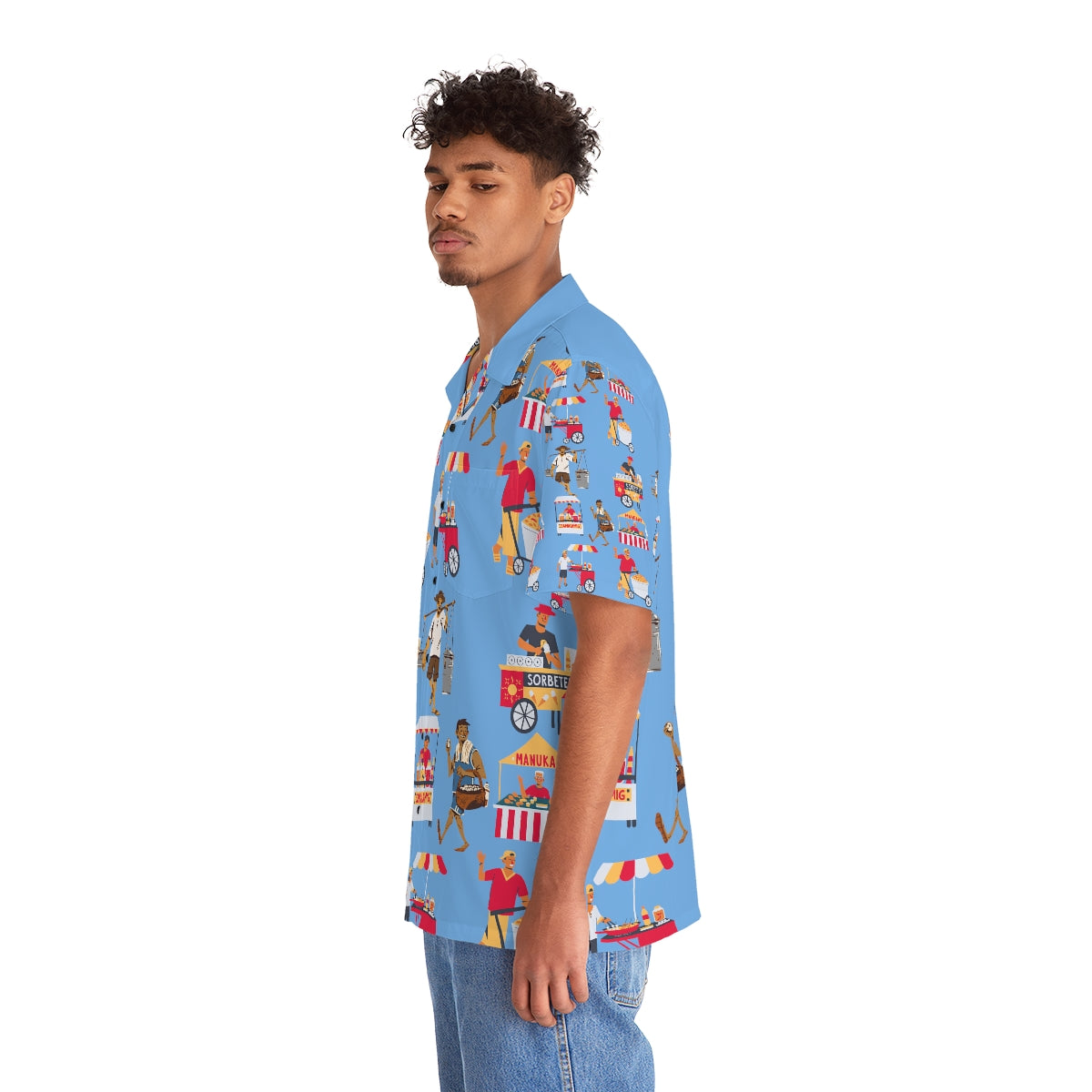 Philippines Street Foods  Theme Men's Hawaiian Shirt | Filipino Pinoy Shirt| Fathers Day Hawaiian Polo Shirt | Fathers Day Gift