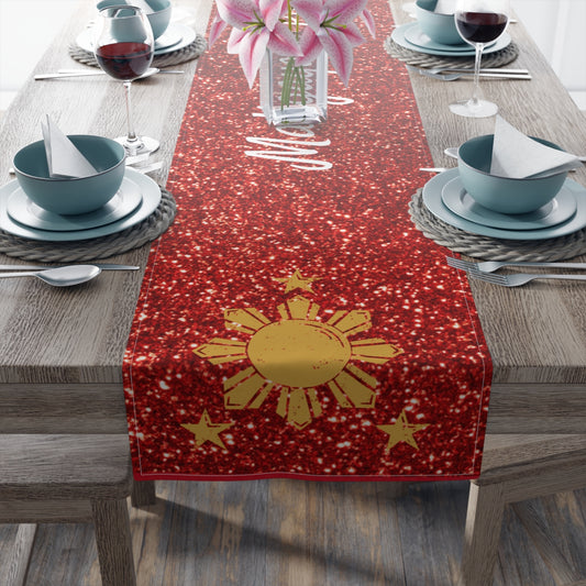 Philippines Filipino Christmas Maligayang Pasko Sun and Star themed Table Runner (Cotton, Poly)