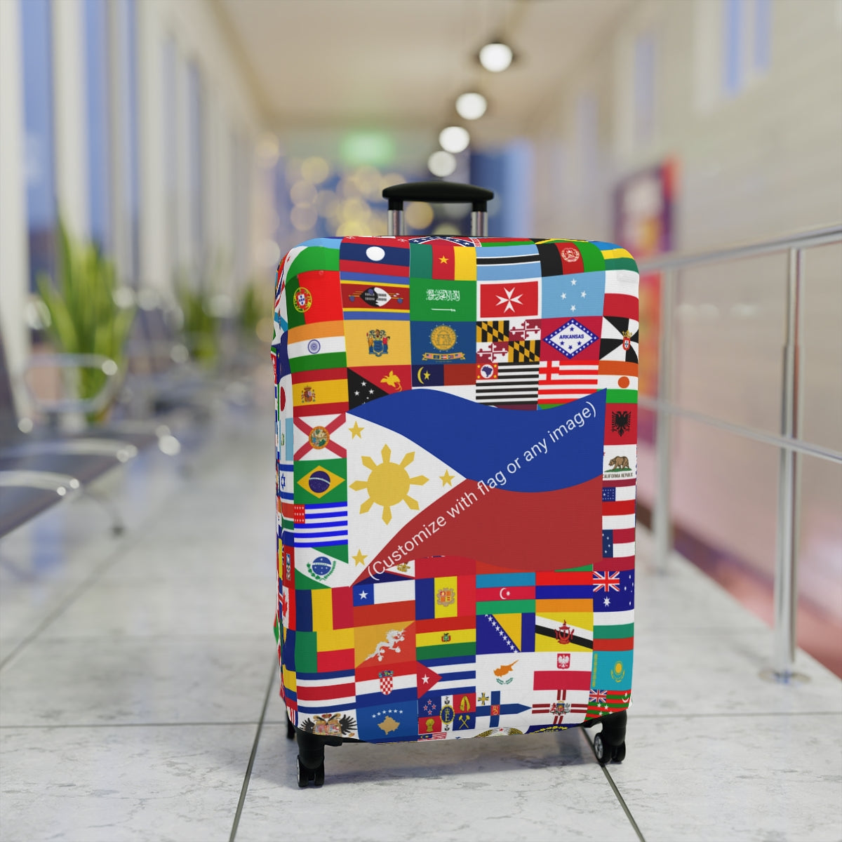 Mixed Nation Flag Luggage Cover | Personalized Suitcase Protector | Crisply Printed , Washable.