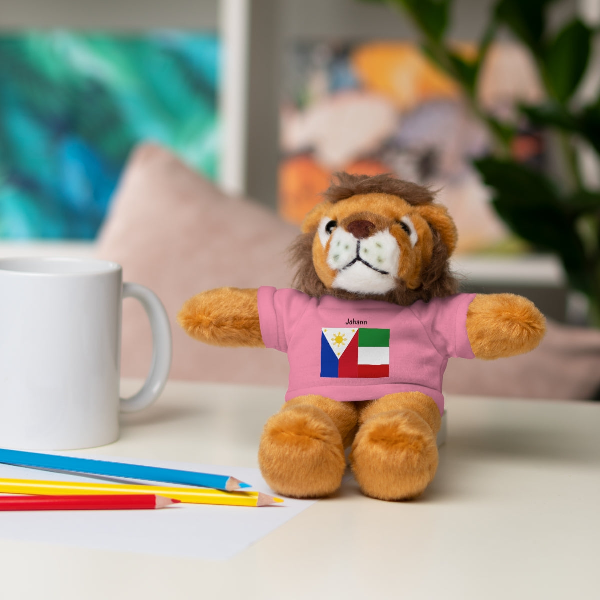 Personalized Filipino Stuffed Animal Toy  with Tee | Philippines & Italy Flag  | Gift for kids and adults | Holiday Gift idea