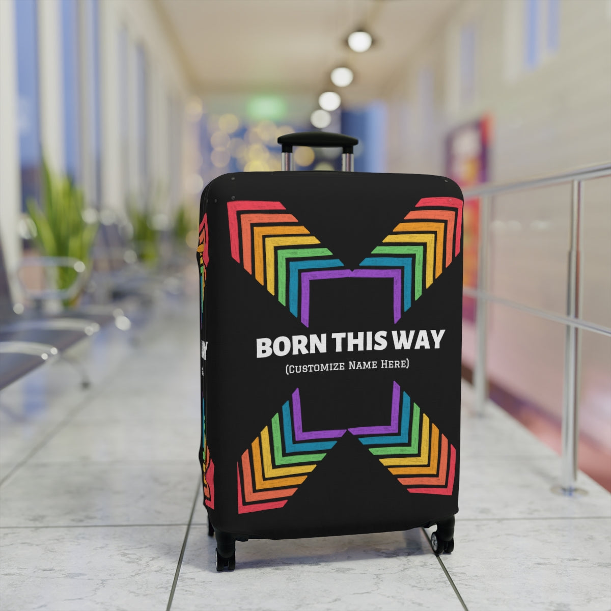 LGBT Prode Luggage Cover | Born this way Suitcase Protector | Crisply Printed , Washable.