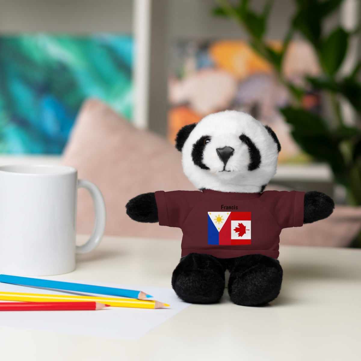 Personalized Filipino Stuffed Animal Toy  with Tee | Philippines & Canada Flag | Gift for kids and adults | Holiday Gifting