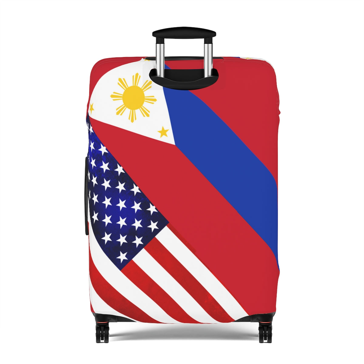 Personalized Mixed Philippines USA Flag theme Luggage Cover | Suitcase Protector | Crisply Printed , Washable.