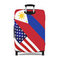 Personalized Mixed Philippines USA Flag theme Luggage Cover | Suitcase Protector | Crisply Printed , Washable.