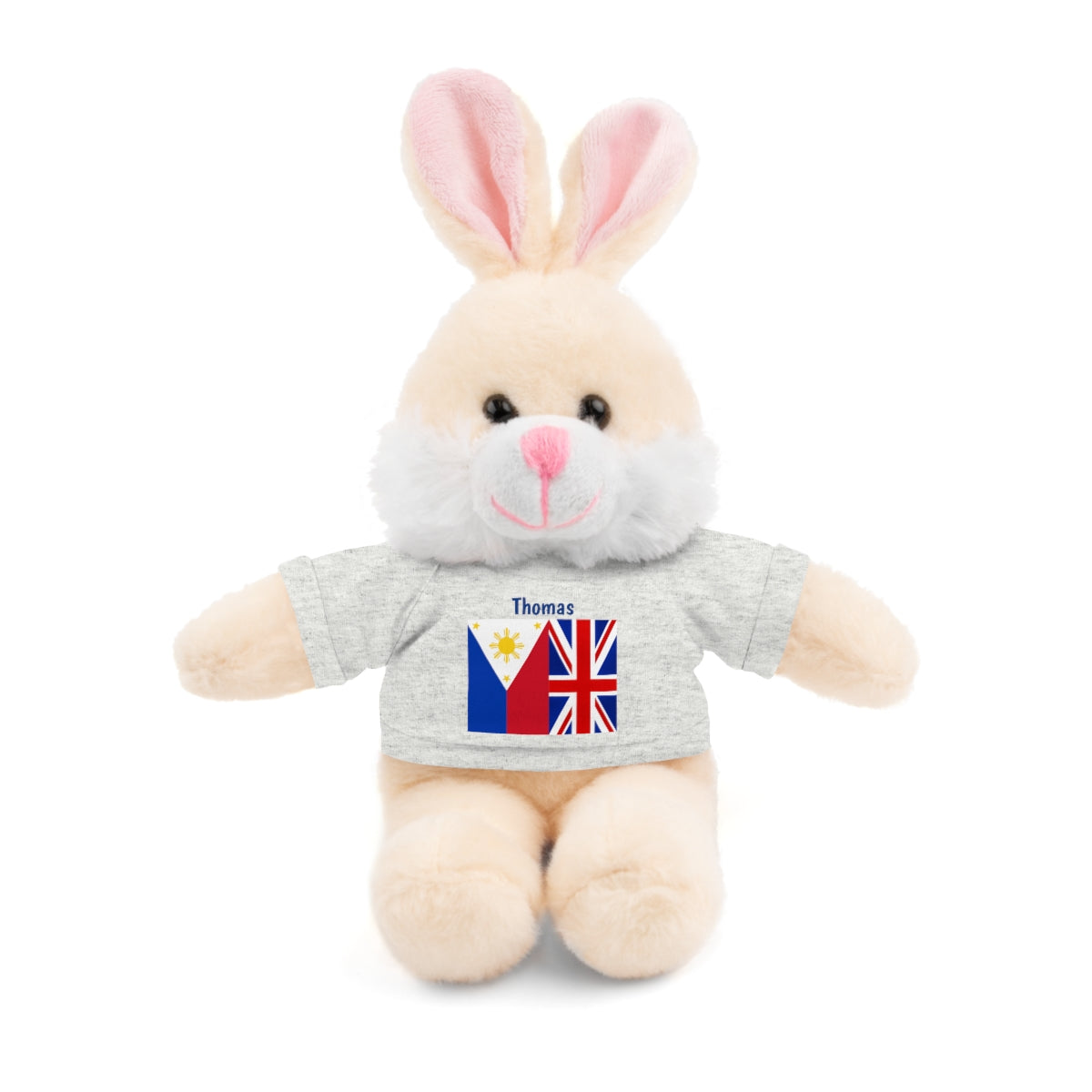 Personalized Filipino Stuffed Animal Toy  with Tee | Philippines & UK Flag | Gift for kids and adults | Holiday Gifting idea