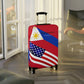 Personalized Mixed Philippines USA Flag theme Luggage Cover | Suitcase Protector | Crisply Printed , Washable.