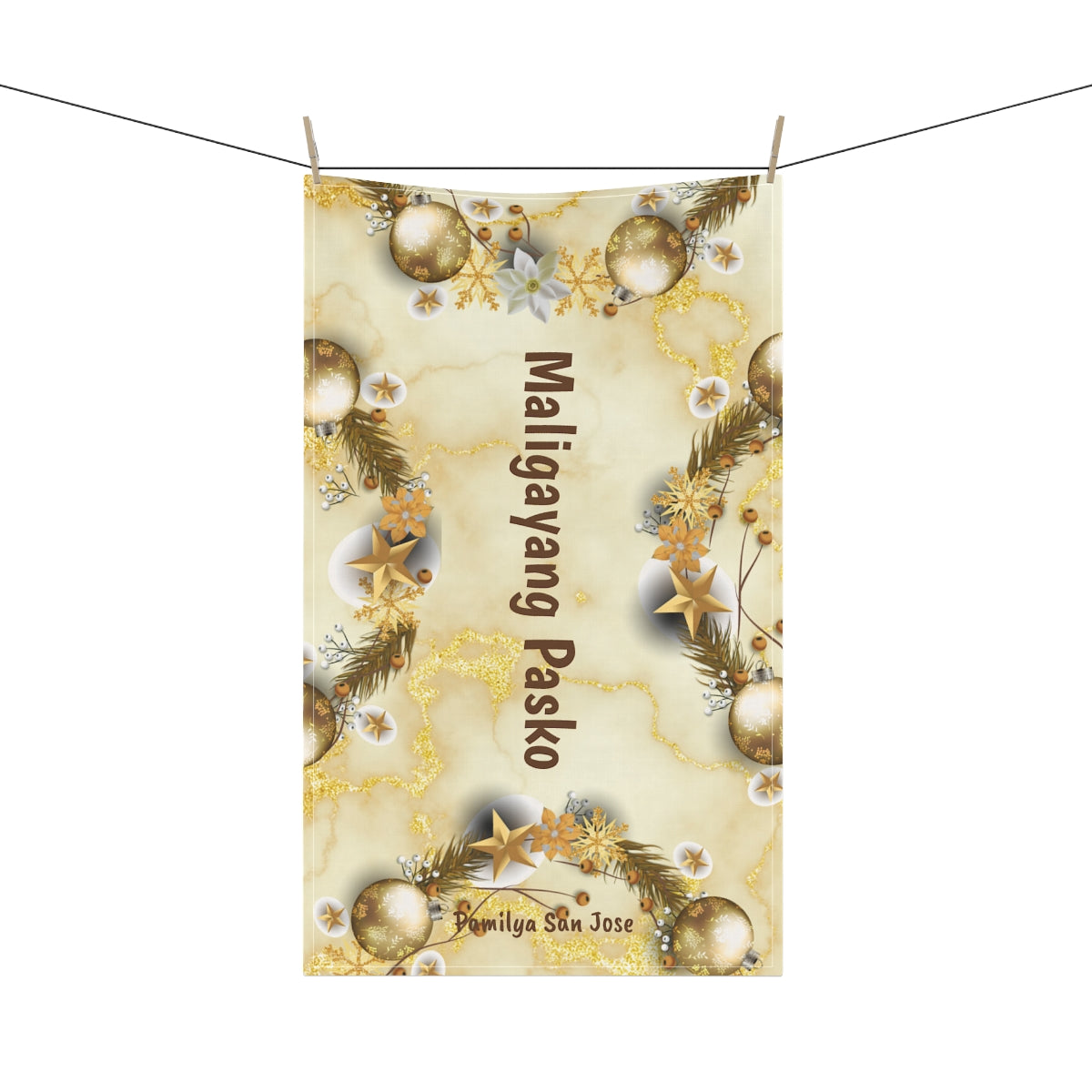 Personalized Filipino Maligayang Pasko Kitchen Towel