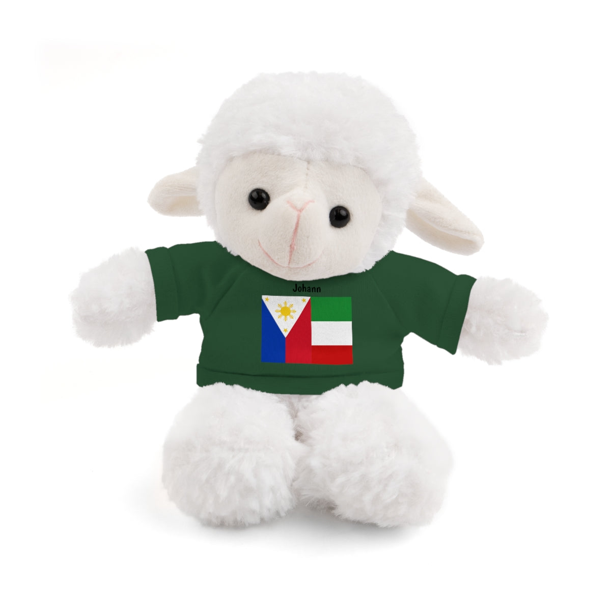 Personalized Filipino Stuffed Animal Toy  with Tee | Philippines & Italy Flag  | Gift for kids and adults | Holiday Gift idea