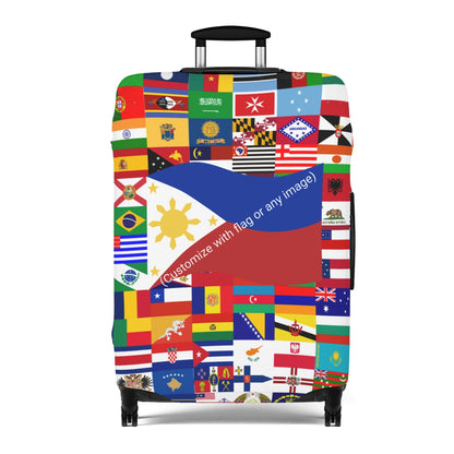 Mixed Nation Flag Luggage Cover | Personalized Suitcase Protector | Crisply Printed , Washable.