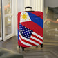 Personalized Mixed Philippines USA Flag theme Luggage Cover | Suitcase Protector | Crisply Printed , Washable.