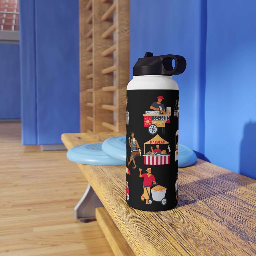 Philippines Street Food Theme Stainless Steel Water Bottle, Standard Lid