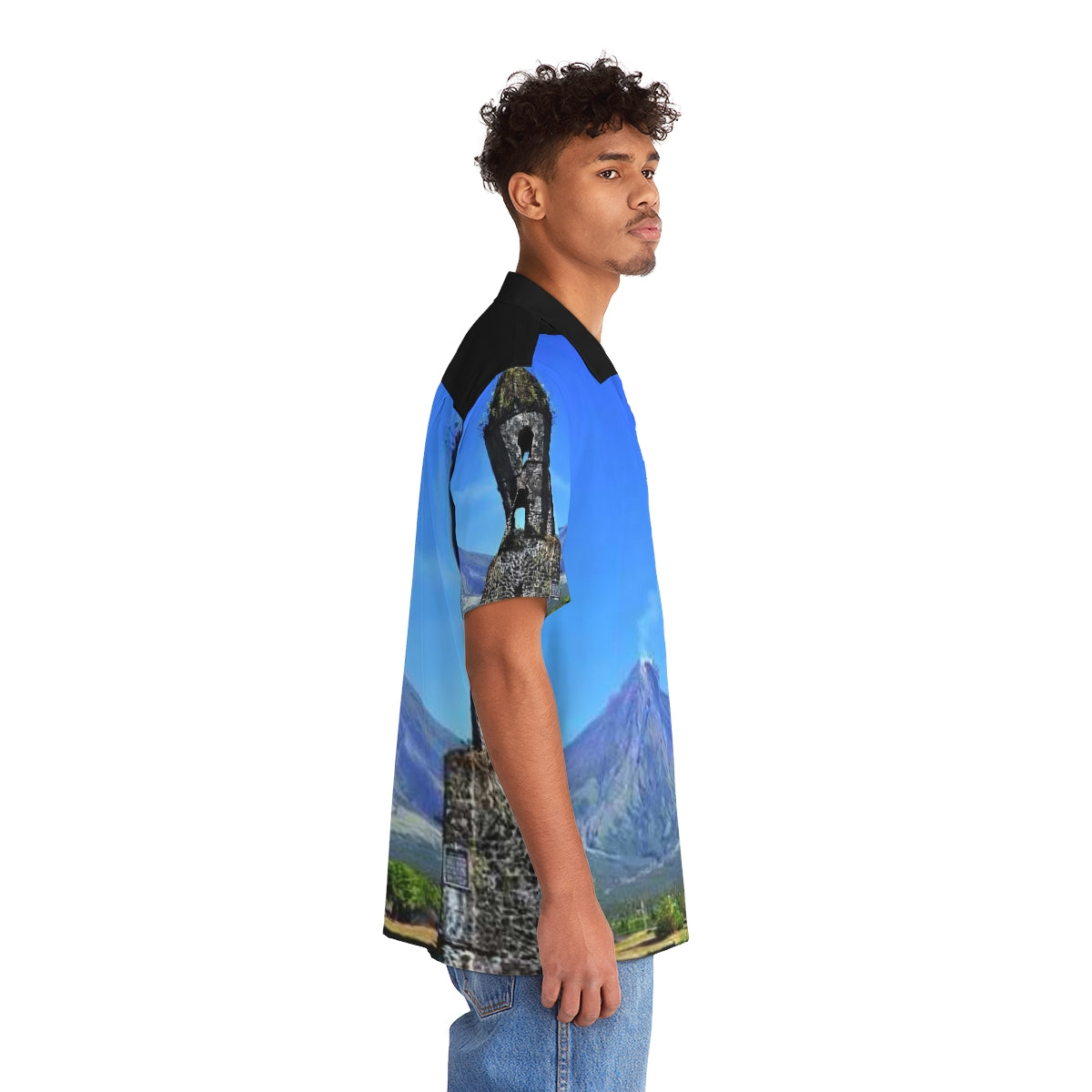 Philippines Mayon Volcano Theme Men's Hawaiian Shirt | Filipino Pinoy Shirt| Fathers Day Hawaiian Polo Shirt | Fathers Day Gift| Bicolanos.