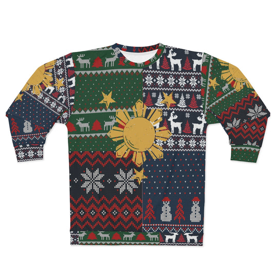 Philippines Filipino Ugly Sweater | Philippine Sun and Plaid Christmas Pullover | One of a kind Holiday Sweater