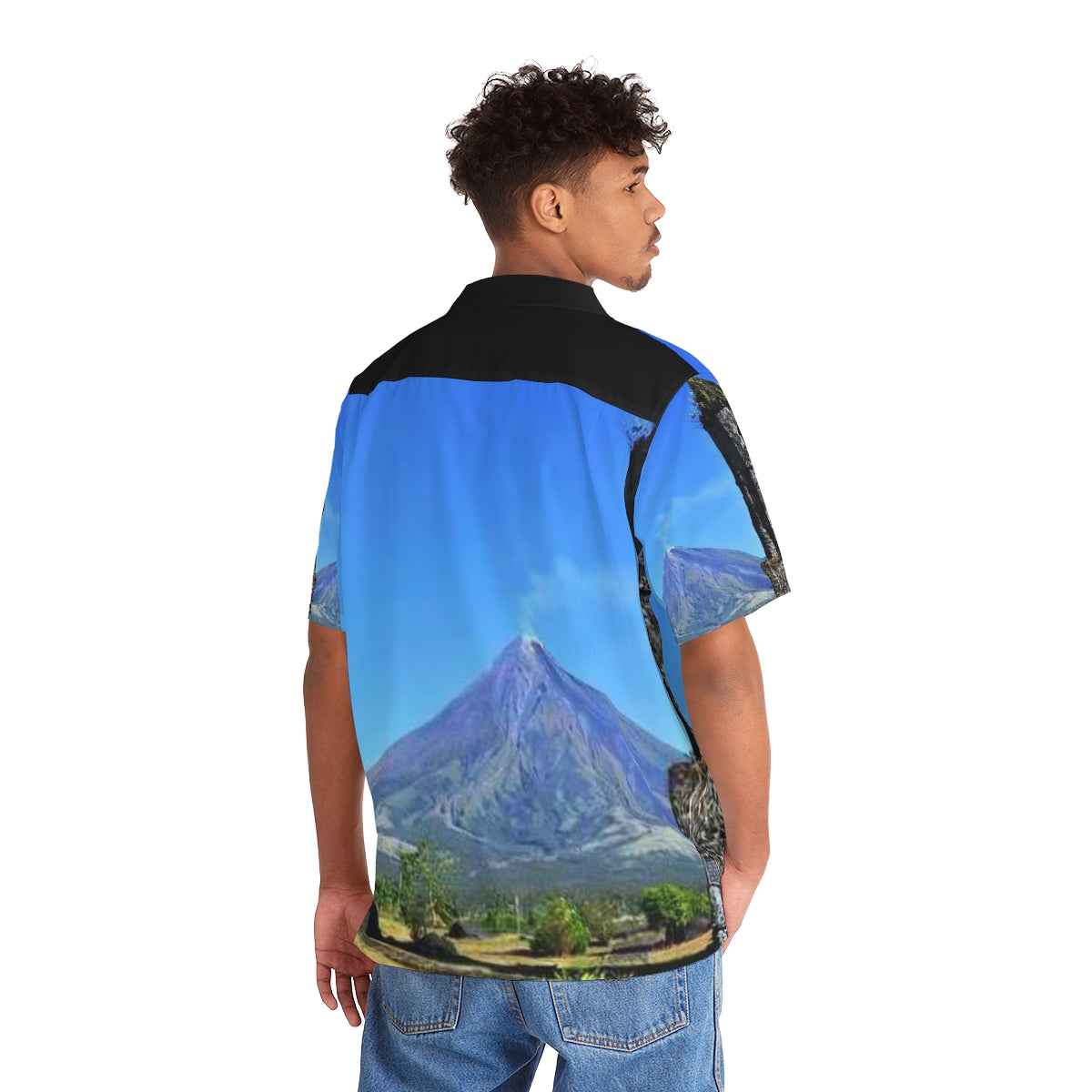 Philippines Mayon Volcano Theme Men's Hawaiian Shirt | Filipino Pinoy Shirt| Fathers Day Hawaiian Polo Shirt | Fathers Day Gift| Bicolanos.
