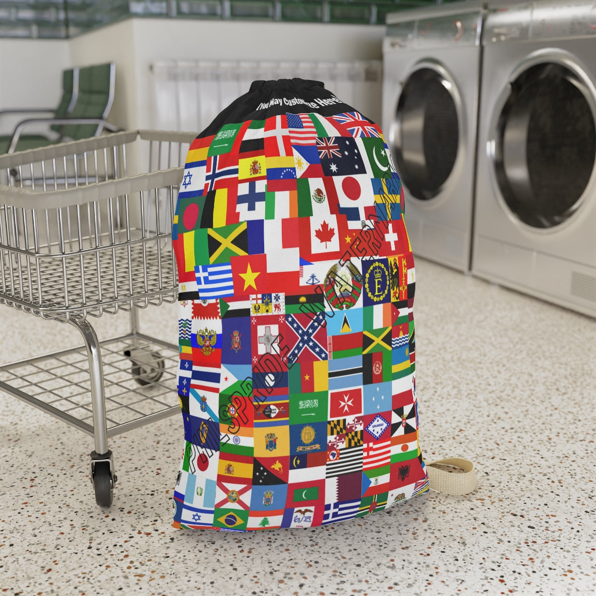 Personalized  Flags of the World College Dorm Laundry Bag |  Customizable Laundry bag ,