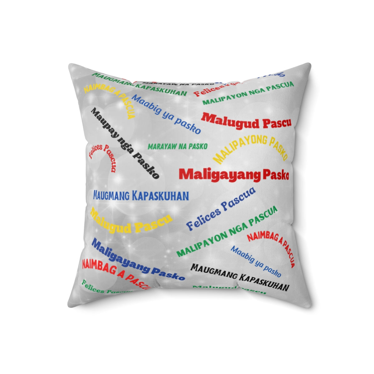 philippines Filipino Maligayang Pasko in Different Dialects Spun Polyester Square Pillow