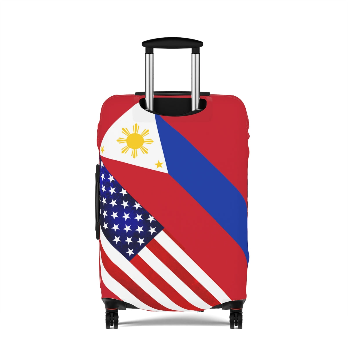 Personalized Mixed Philippines USA Flag theme Luggage Cover | Suitcase Protector | Crisply Printed , Washable.