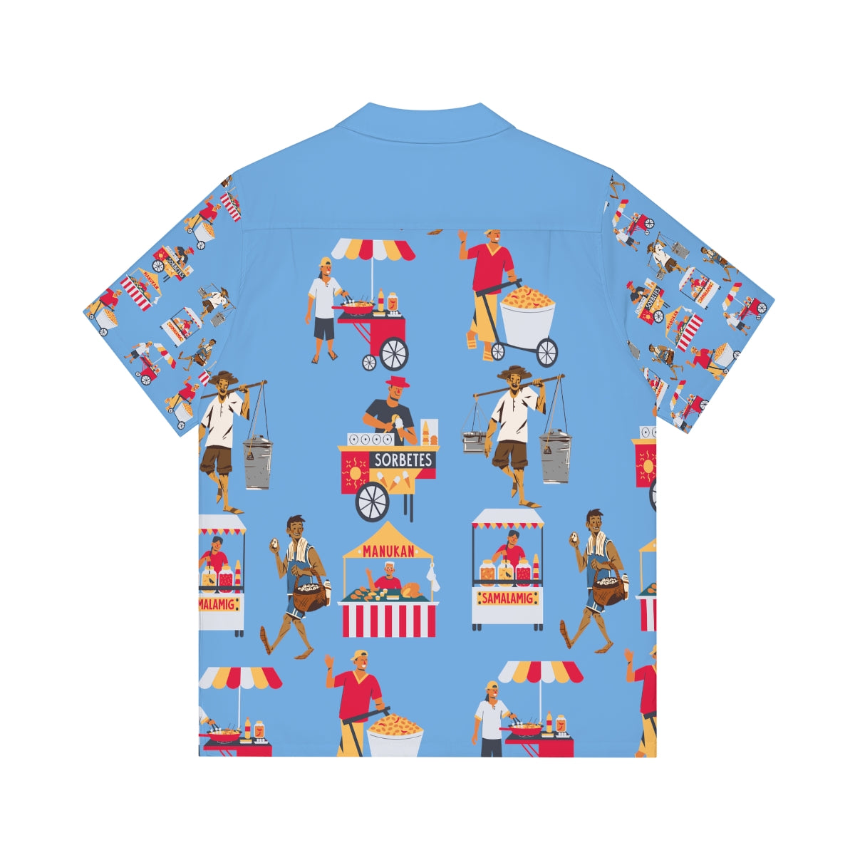 Philippines Street Foods  Theme Men's Hawaiian Shirt | Filipino Pinoy Shirt| Fathers Day Hawaiian Polo Shirt | Fathers Day Gift