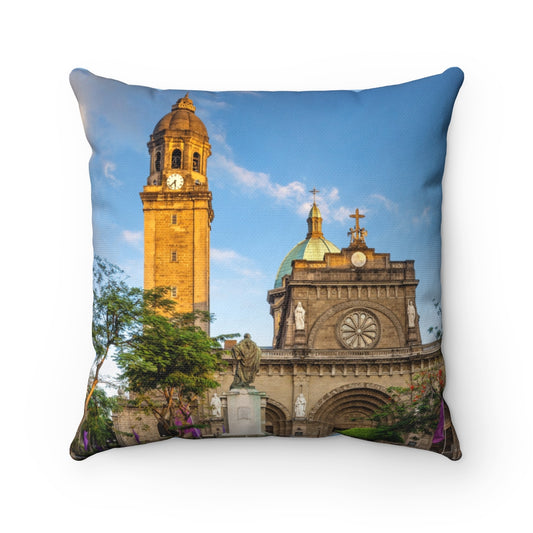 Philippines Manila Cathedral Spun Polyester Square Pillow | Philippines Filipino throw pillow