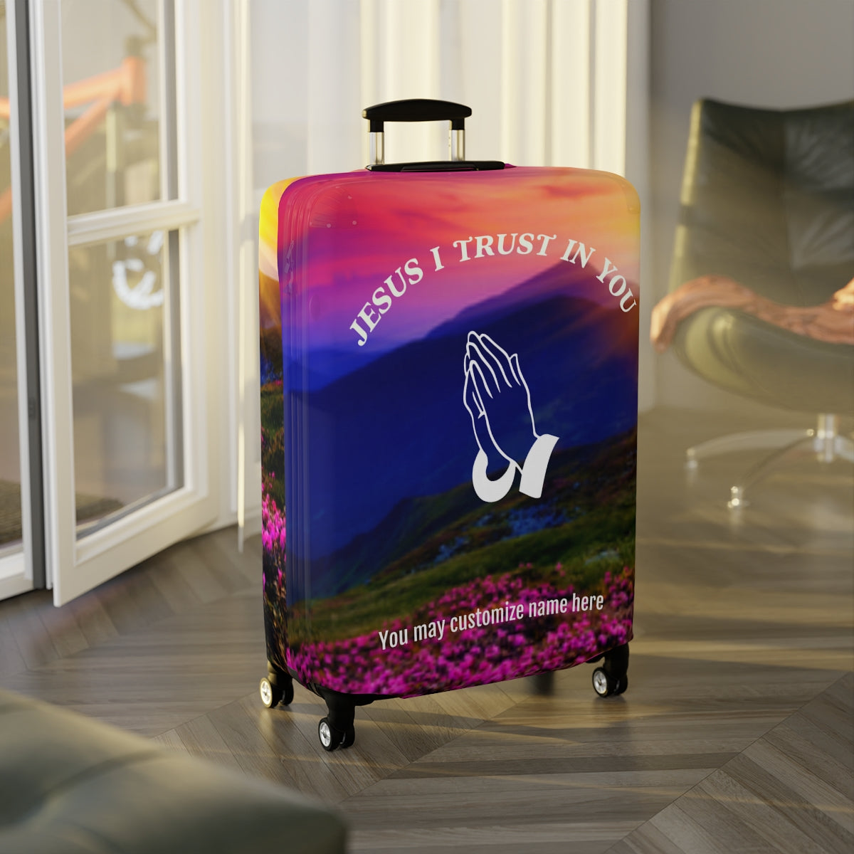 Jesus I trust In You Luggage Cover | Personalized Suitcase Protector | Crisply Printed , Washable.