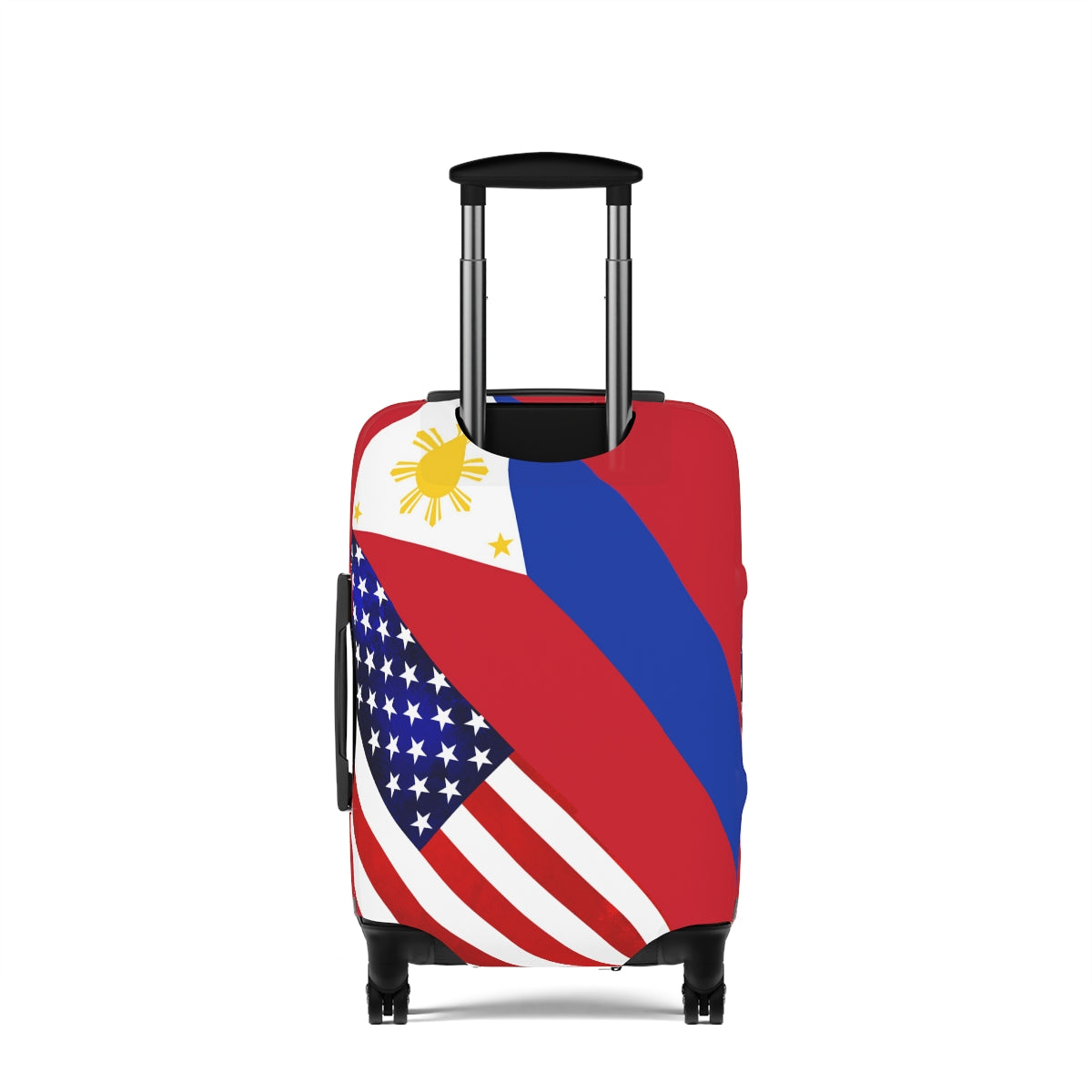 Personalized Mixed Philippines USA Flag theme Luggage Cover | Suitcase Protector | Crisply Printed , Washable.