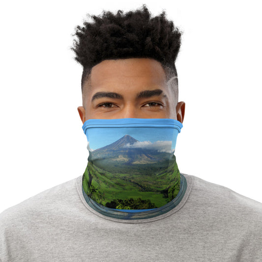 Philippines Mayon Volcano Unique Face covering, face mask, neck gaiter and head band in one.