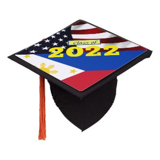 Philippines Filipino American  Graduation Hat Cap Topper | Crisply printed| Filam Graduation